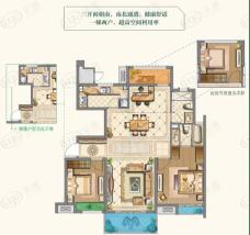中海运河丹堤YA-c户型100-104平米2+1房2厅2卫户型图