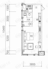 德源筑座户型B2  一室一厅户型图