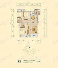 东方新城3室2厅2卫户型图