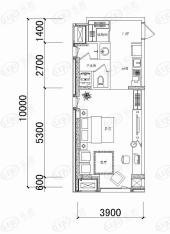 德源筑座户型B1  一室一厅户型图