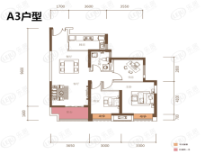 新长江香榭澜溪3室2厅1卫户型图