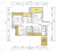 青禾名都F2建筑面积92.70平米户型图