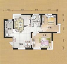 东海云天二号楼01户型面积:84.90m2户型图