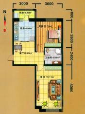 东侨国际一居一厅使用面积53平方米户型图