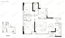 公元壹号E2三室两厅双卫 建筑面积93.28平方米  实得面积135.54户型图