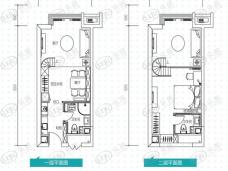 阅海湾新华联广场·有鱼1室1厅2卫户型图