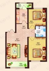 保利清华颐园2室1厅1卫户型图