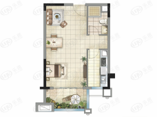 时代绿庭山语1室2厅1卫户型图