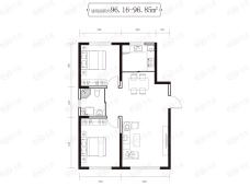 红大汇诚住宅建面约96.16-96.85平米户型图