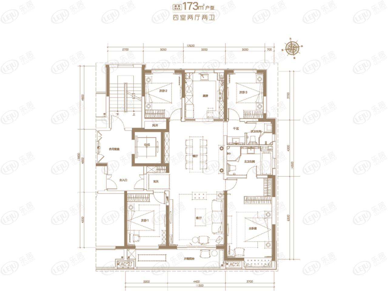 好住|万科翡翠晋阳湖建面约173㎡户型 带有7.6m开敞大阳台