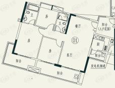 广州富力泉天下3室2厅2卫户型图
