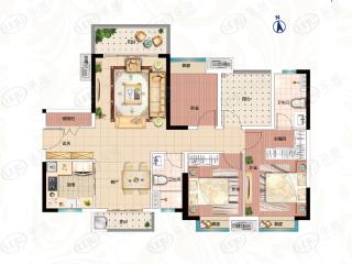 龙光玖龙玺建面约125㎡户型户型图