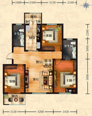 天津未来城3室2厅2卫户型图