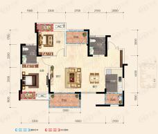 保利壹号公馆E型户型图 四房两厅双卫 套内面积约81.90平米户型图