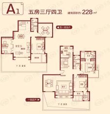 翠屏紫气钟山玫瑰园A1 五房三厅四卫户型图