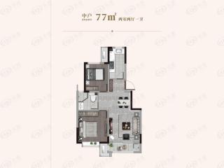 泽信公园御府中户77平米户型图