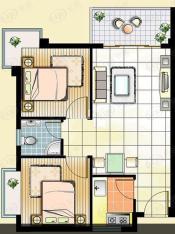 闰垣国际2室2厅1卫户型图