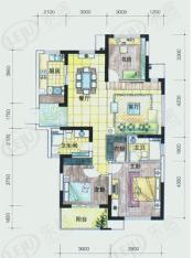 中央花城房型: 三房;  面积段: 130 －140 平方米;
户型图