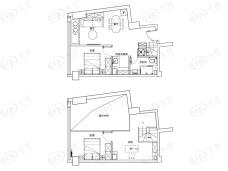 世茂时代先声2室1厅1卫户型图