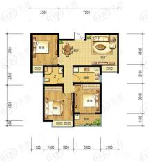 朝辉东方城3室2厅1卫户型图