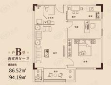 威海银丰国际公寓2室2厅1卫户型图