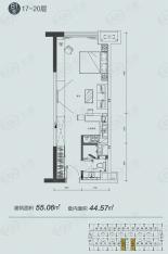 合生骏景广场1室1厅1卫户型图