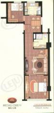 衡辰酒店式公寓房型: 二房;  面积段: 62 －116 平方米;
户型图