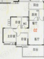 华南碧桂园十年华南组团T6型8号楼4、8、12、16层02户型户型图