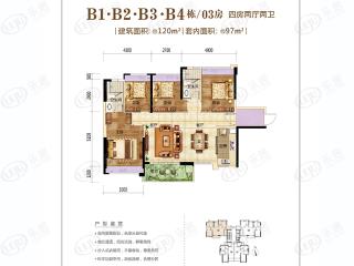 德庆碧桂园城市之光b1b2b3b4栋03房户型图