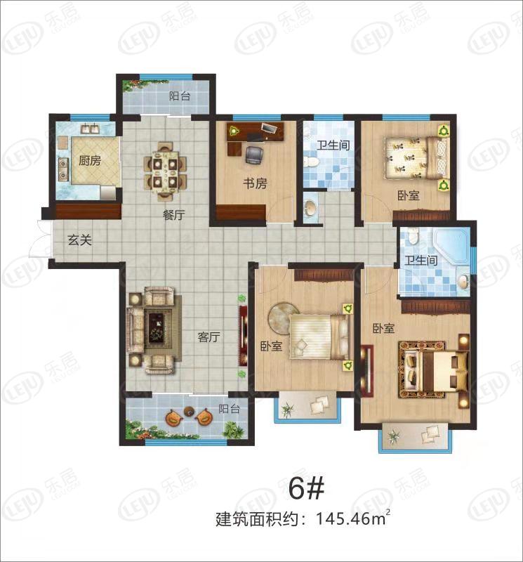 馨丽康城三居室户型公布 均价约5800元/㎡