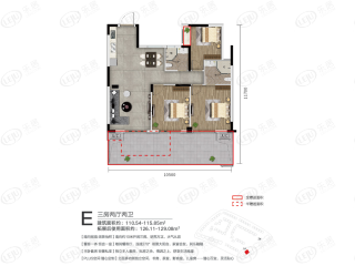 碧桂园海上大都会洋房E户型户型图