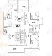 深航金鹏时代2室2厅1卫户型图