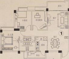 真美花园3室2厅2卫户型图