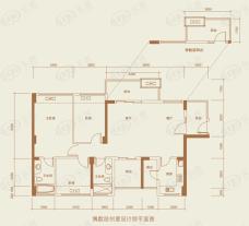 潜龙曼海宁(南区)5栋5-1A 偶数层 3房2厅2卫4阳台户型图