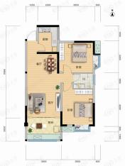地华梅溪湖畔2室2厅1卫户型图