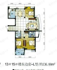 亿城嘉园房型: 三房;  面积段: 124 －136 平方米;
户型图