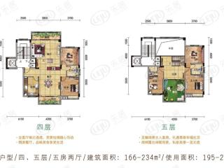 中洲紫轩叠加别墅 四五层 建筑面积166-234㎡户型图