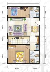 春天里D户型杜鹃居两室一厅一卫户型图