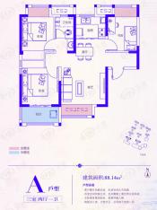 荣盛花语馨苑3室2厅1卫户型图