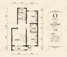 正垣·美仑堡O户型两室两厅一卫约113.13平方米户型图