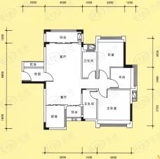 钜隆风度广场3室2厅2卫户型图