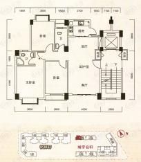 狮山阳光嘉园城宇名轩 1座1层平面图（02单元）户型图