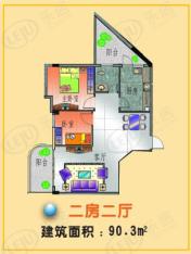 万代财富广场2室2厅1卫户型图