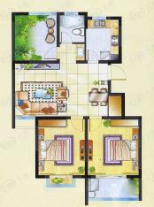 明瑞花园2室2厅1卫户型图