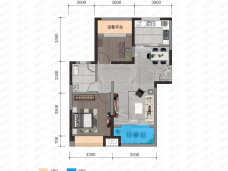 乐尊国际2室2厅1卫户型图