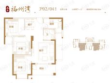 泰禾福州湾约88平三房两厅一卫户型图