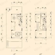 星河时代联排别墅A1-A5栋一二层户型3室2厅4卫户型图
