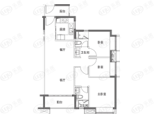 时代雁山湖96㎡ 三室两厅两卫户型图