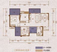 蓝光香江国际二期2室2厅1卫户型图