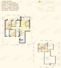 江上御都4#5#F2高层复式户型户型图